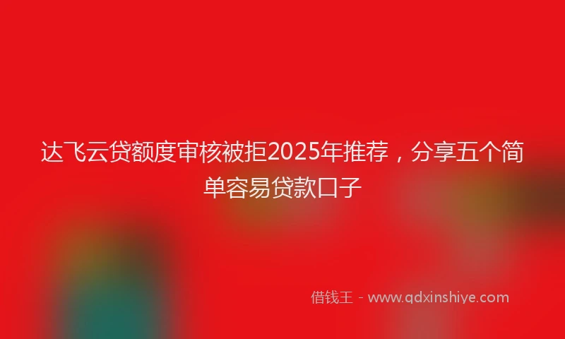 达飞云贷额度审核被拒2025年推荐，分享五个简单容易贷款口子