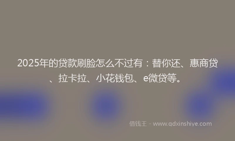 2025年的贷款刷脸怎么不过有：替你还、惠商贷、拉卡拉、小花钱包、e微贷等。