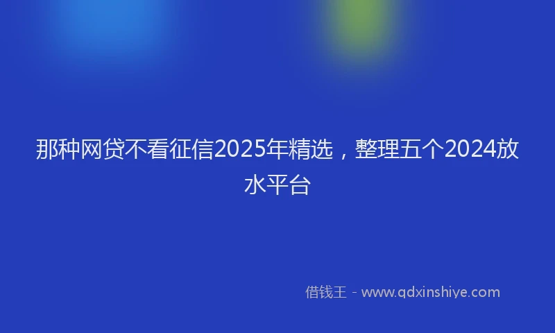 那种网贷不看征信2025年精选，整理五个2024放水平台