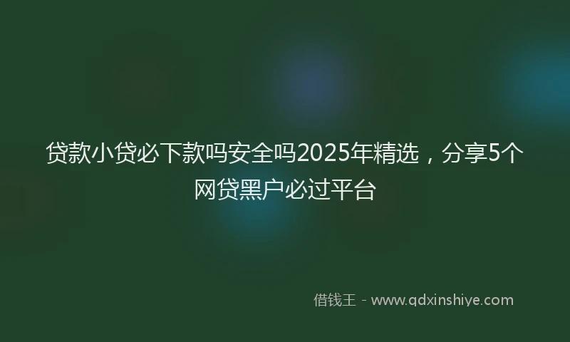贷款小贷必下款吗安全吗2025年精选，分享5个网贷黑户必过平台
