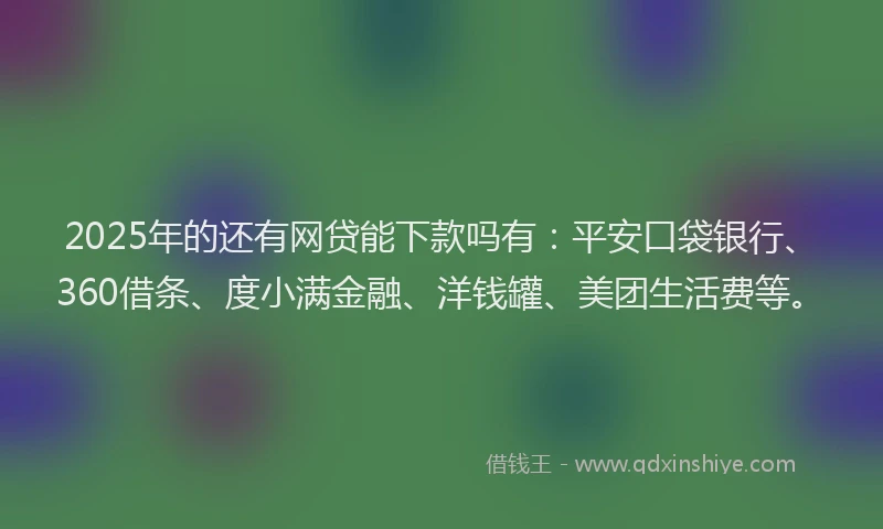 2025年的还有网贷能下款吗有：平安口袋银行、360借条、度小满金融、洋钱罐、美团生活费等。