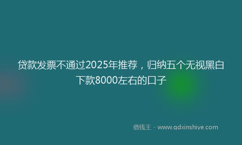 贷款发票不通过2025年推荐，归纳五个无视黑白下款8000左右的口子