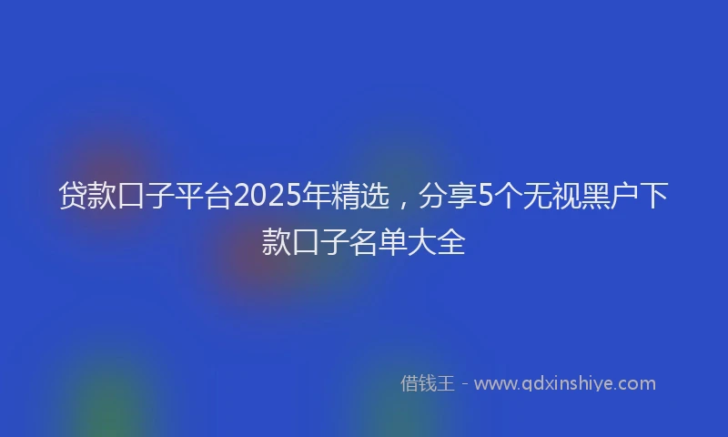 贷款口子平台2025年精选，分享5个无视黑户下款口子名单大全