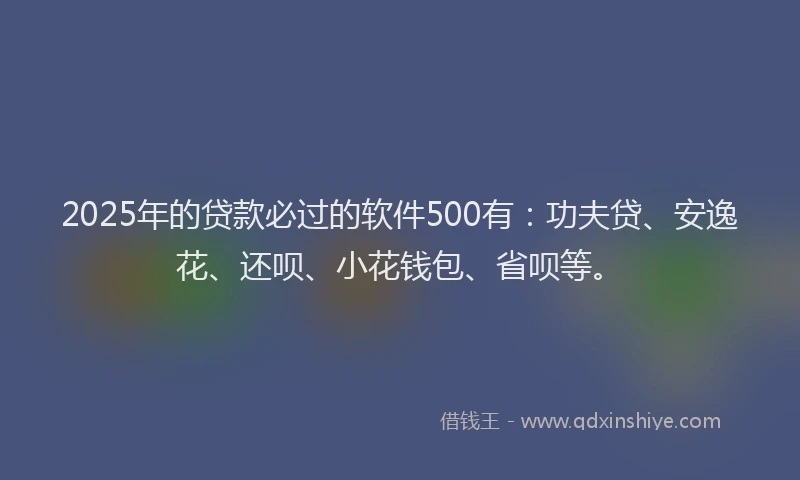 2025年的贷款必过的软件500有：功夫贷、安逸花、还呗、小花钱包、省呗等。