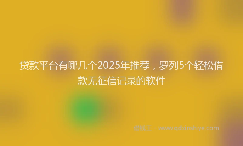 贷款平台有哪几个2025年推荐，罗列5个轻松借款无征信记录的软件