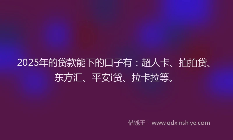 2025年的贷款能下的口子有：超人卡、拍拍贷、东方汇、平安i贷、拉卡拉等。