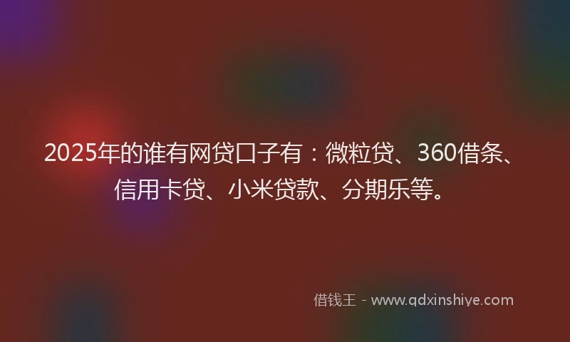 2025年的谁有网贷口子有：微粒贷、360借条、信用卡贷、小米贷款、分期乐等。