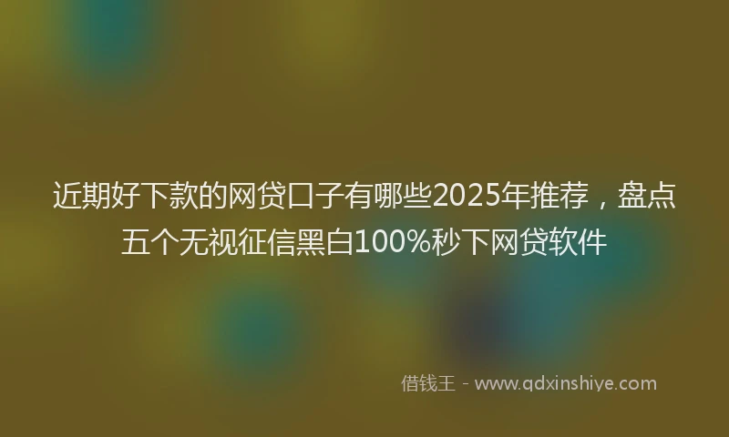 近期好下款的网贷口子有哪些2025年推荐，盘点五个无视征信黑白100%秒下网贷软件