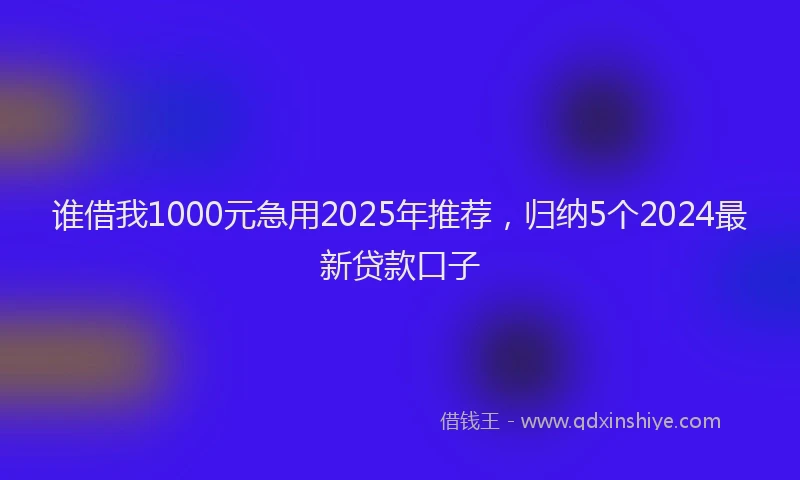 谁借我1000元急用2025年推荐，归纳5个2024最新贷款口子
