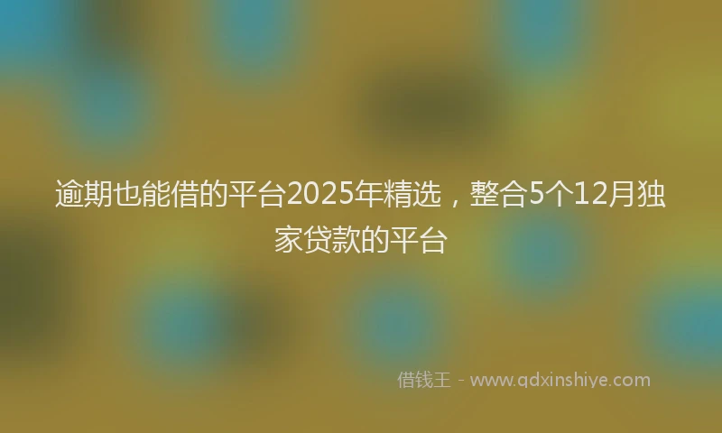 逾期也能借的平台2025年精选，整合5个12月独家贷款的平台