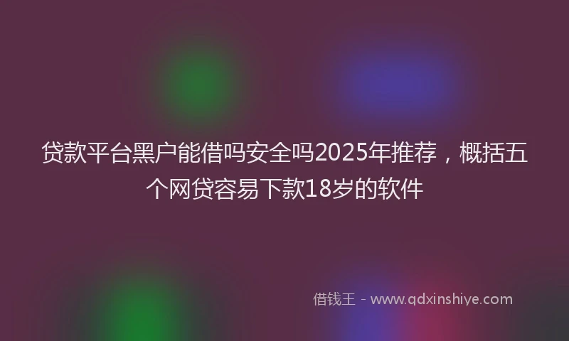 贷款平台黑户能借吗安全吗2025年推荐，概括五个网贷容易下款18岁的软件