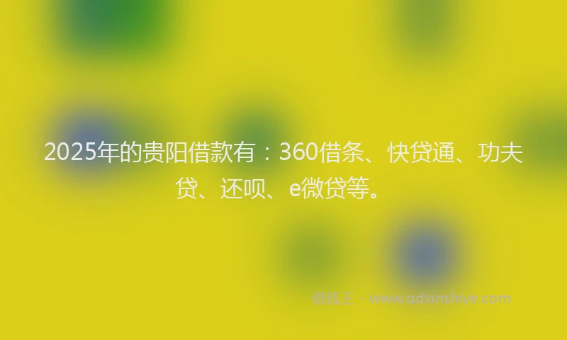 2025年的贵阳借款有：360借条、快贷通、功夫贷、还呗、e微贷等。