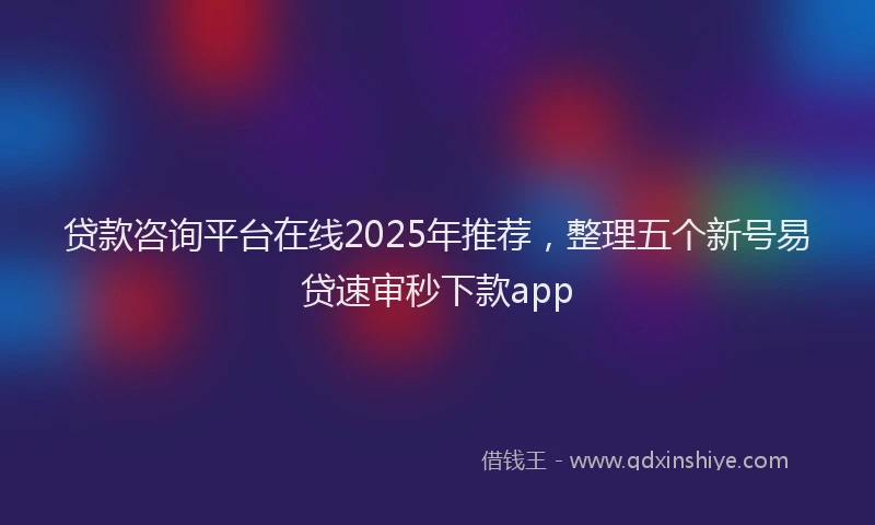 贷款咨询平台在线2025年推荐，整理五个新号易贷速审秒下款app