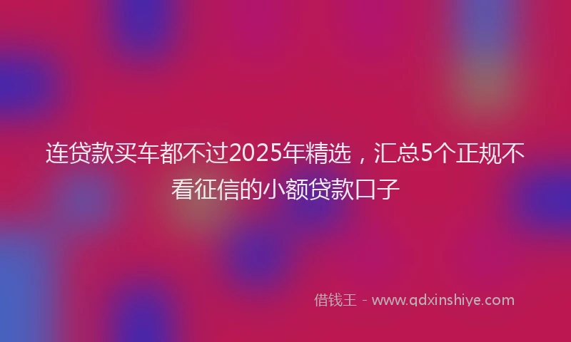 连贷款买车都不过2025年精选，汇总5个正规不看征信的小额贷款口子