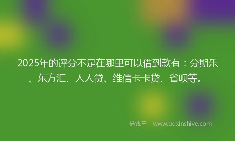2025年的评分不足在哪里可以借到款有：分期乐、东方汇、人人贷、维信卡卡贷、省呗等。