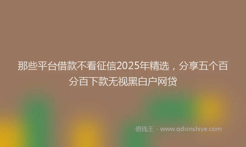 那些平台借款不看征信2025年精选，分享五个百分百下款无视黑白户网贷