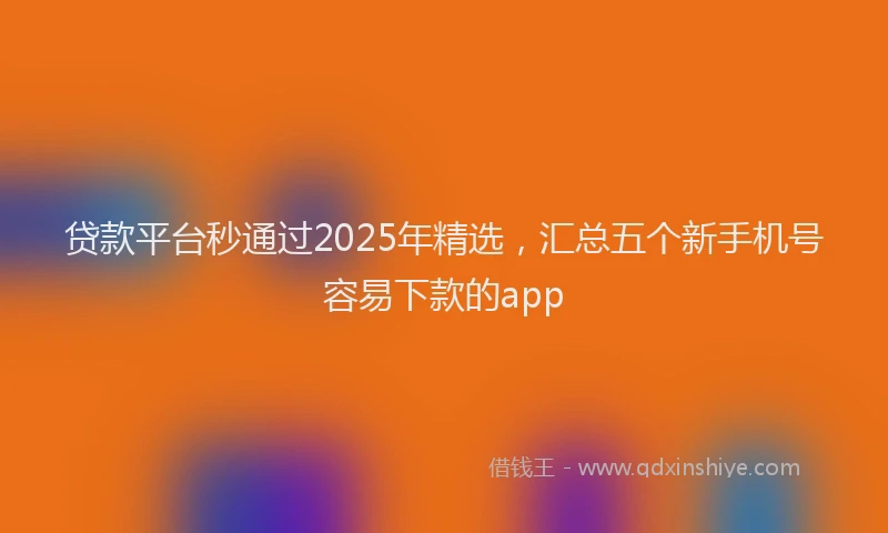 贷款平台秒通过2025年精选，汇总五个新手机号容易下款的app