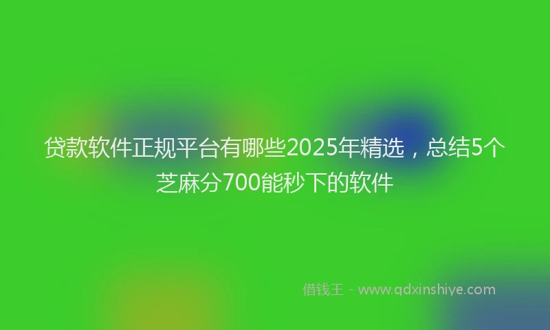 贷款软件正规平台有哪些2025年精选，总结5个芝麻分700能秒下的软件