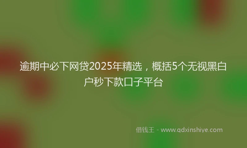 逾期中必下网贷2025年精选，概括5个无视黑白户秒下款口子平台