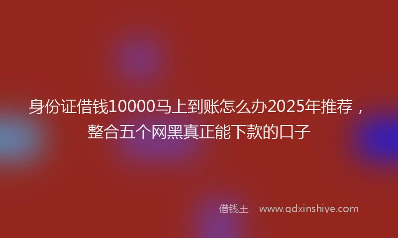 身份证借钱10000马上到账怎么办2025年推荐，整合五个网黑真正能下款的口子