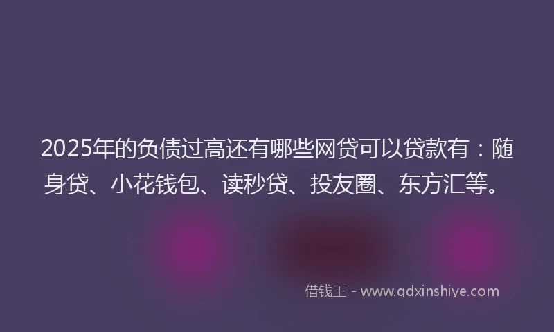 2025年的负债过高还有哪些网贷可以贷款有：随身贷、小花钱包、读秒贷、投友圈、东方汇等。