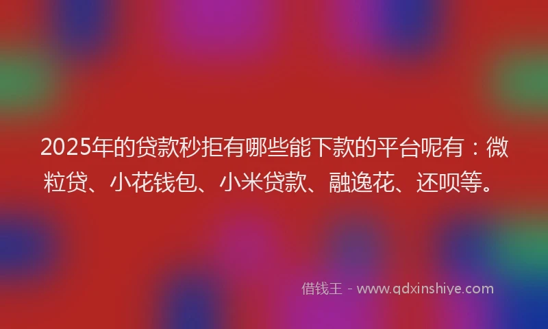 2025年的贷款秒拒有哪些能下款的平台呢有：微粒贷、小花钱包、小米贷款、融逸花、还呗等。