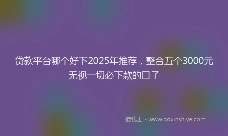 贷款平台哪个好下2025年推荐，整合五个3000元无视一切必下款的口子