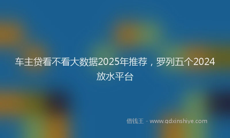 车主贷看不看大数据2025年推荐，罗列五个2024放水平台
