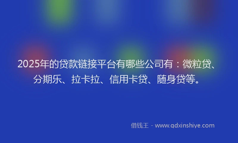 2025年的贷款链接平台有哪些公司有：微粒贷、分期乐、拉卡拉、信用卡贷、随身贷等。