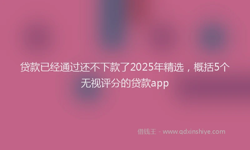 贷款已经通过还不下款了2025年精选，概括5个无视评分的贷款app