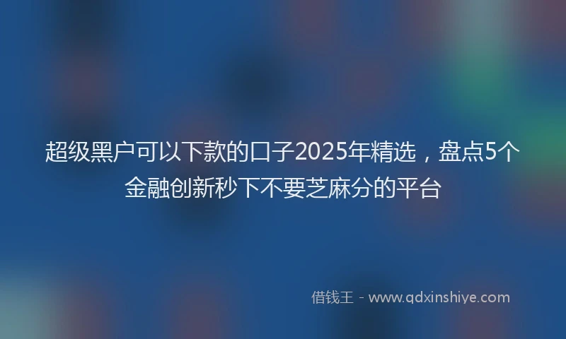 超级黑户可以下款的口子2025年精选，盘点5个金融创新秒下不要芝麻分的平台