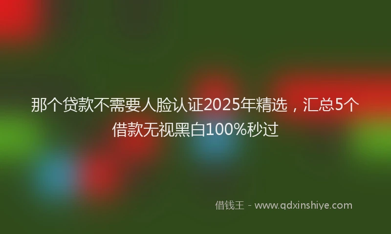 那个贷款不需要人脸认证2025年精选，汇总5个借款无视黑白100%秒过