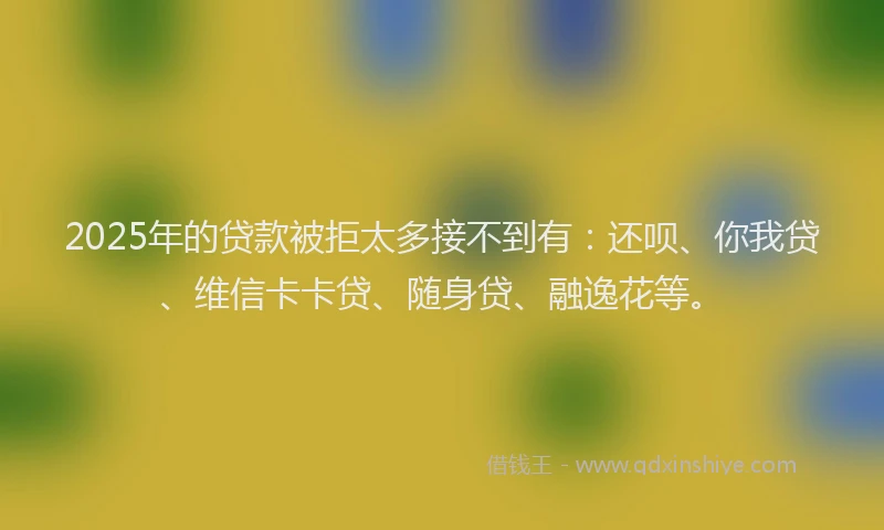 2025年的贷款被拒太多接不到有：还呗、你我贷、维信卡卡贷、随身贷、融逸花等。