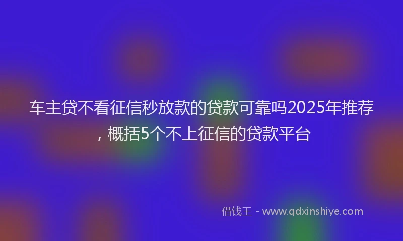 车主贷不看征信秒放款的贷款可靠吗2025年推荐，概括5个不上征信的贷款平台