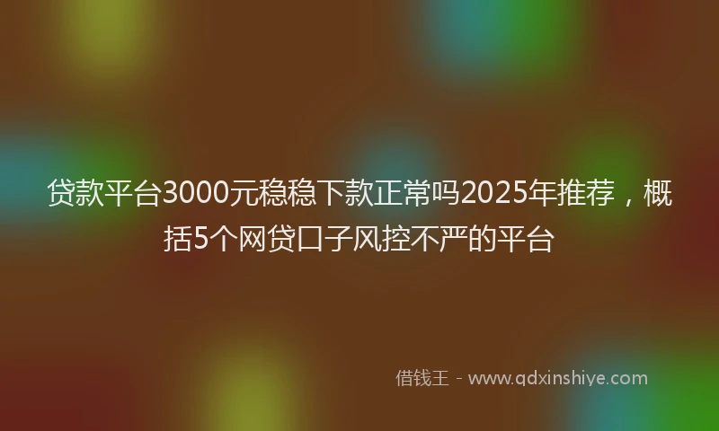 贷款平台3000元稳稳下款正常吗2025年推荐，概括5个网贷口子风控不严的平台