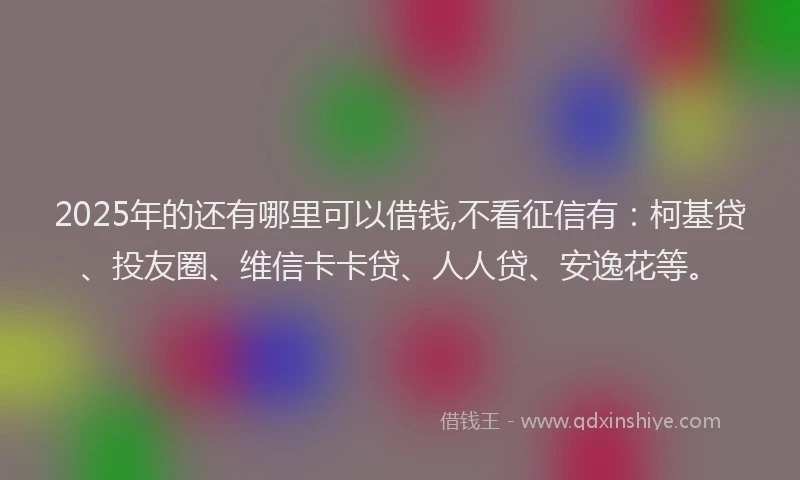 2025年的还有哪里可以借钱,不看征信有：柯基贷、投友圈、维信卡卡贷、人人贷、安逸花等。