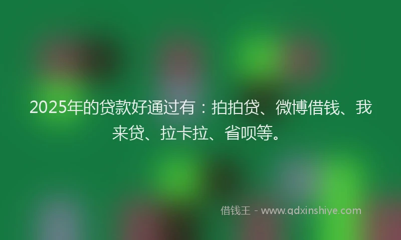 2025年的贷款好通过有：拍拍贷、微博借钱、我来贷、拉卡拉、省呗等。