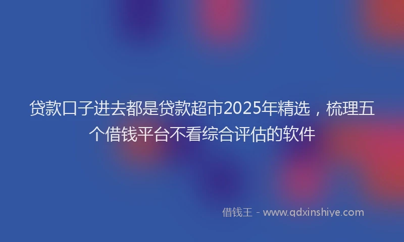 贷款口子进去都是贷款超市2025年精选，梳理五个借钱平台不看综合评估的软件