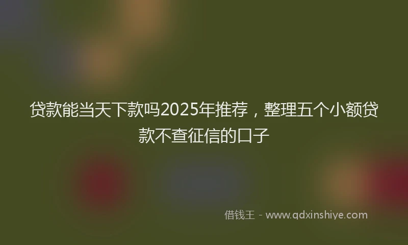 贷款能当天下款吗2025年推荐，整理五个小额贷款不查征信的口子