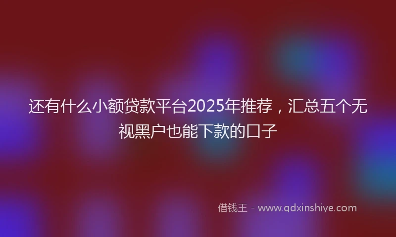 还有什么小额贷款平台2025年推荐，汇总五个无视黑户也能下款的口子