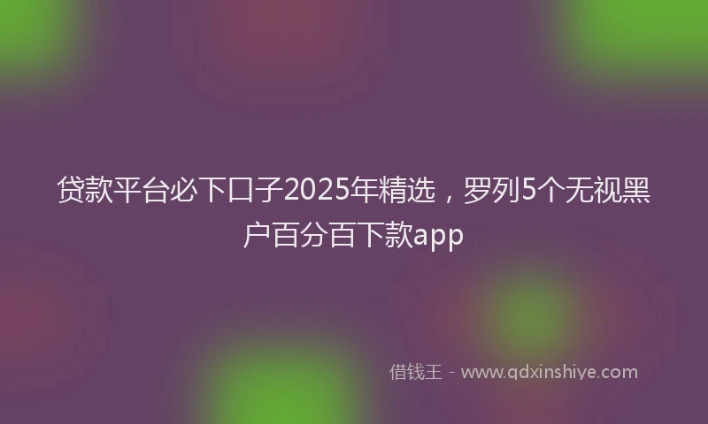 贷款平台必下口子2025年精选，罗列5个无视黑户百分百下款app