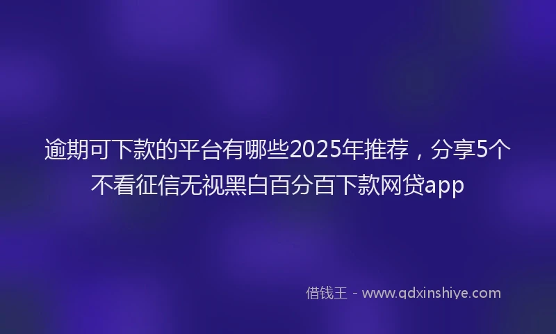 逾期可下款的平台有哪些2025年推荐，分享5个不看征信无视黑白百分百下款网贷app
