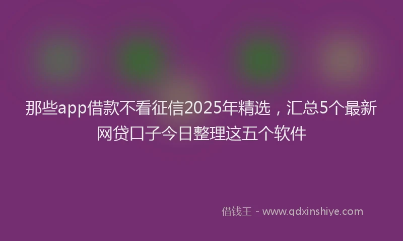 那些app借款不看征信2025年精选，汇总5个最新网贷口子今日整理这五个软件