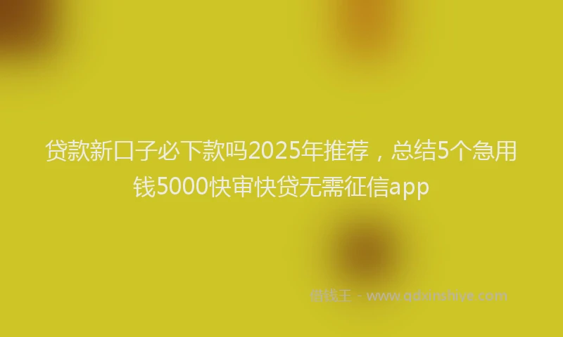 贷款新口子必下款吗2025年推荐，总结5个急用钱5000快审快贷无需征信app