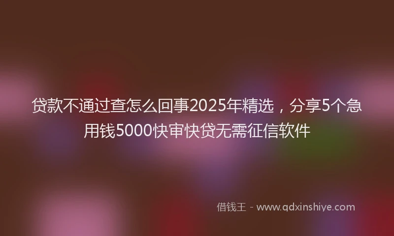 贷款不通过查怎么回事2025年精选，分享5个急用钱5000快审快贷无需征信软件
