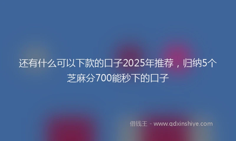 还有什么可以下款的口子2025年推荐，归纳5个芝麻分700能秒下的口子