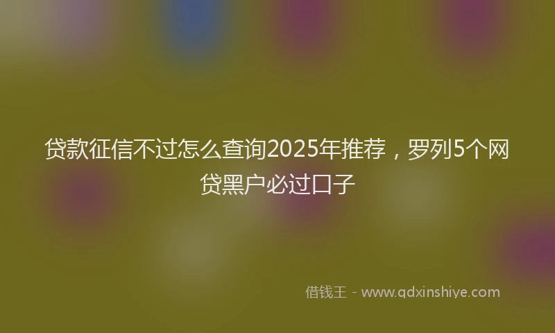 贷款征信不过怎么查询2025年推荐，罗列5个网贷黑户必过口子