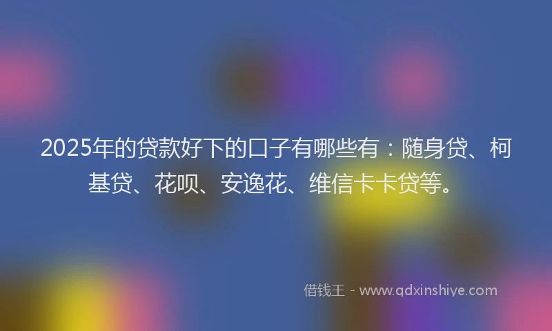 2025年的贷款好下的口子有哪些有：随身贷、柯基贷、花呗、安逸花、维信卡卡贷等。