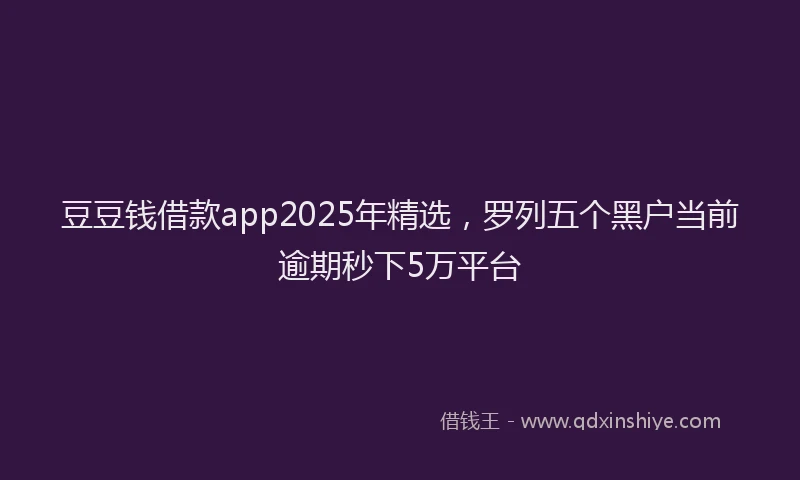 豆豆钱借款app2025年精选，罗列五个黑户当前逾期秒下5万平台