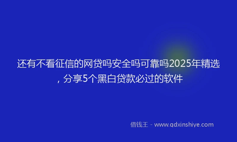 还有不看征信的网贷吗安全吗可靠吗2025年精选，分享5个黑白贷款必过的软件